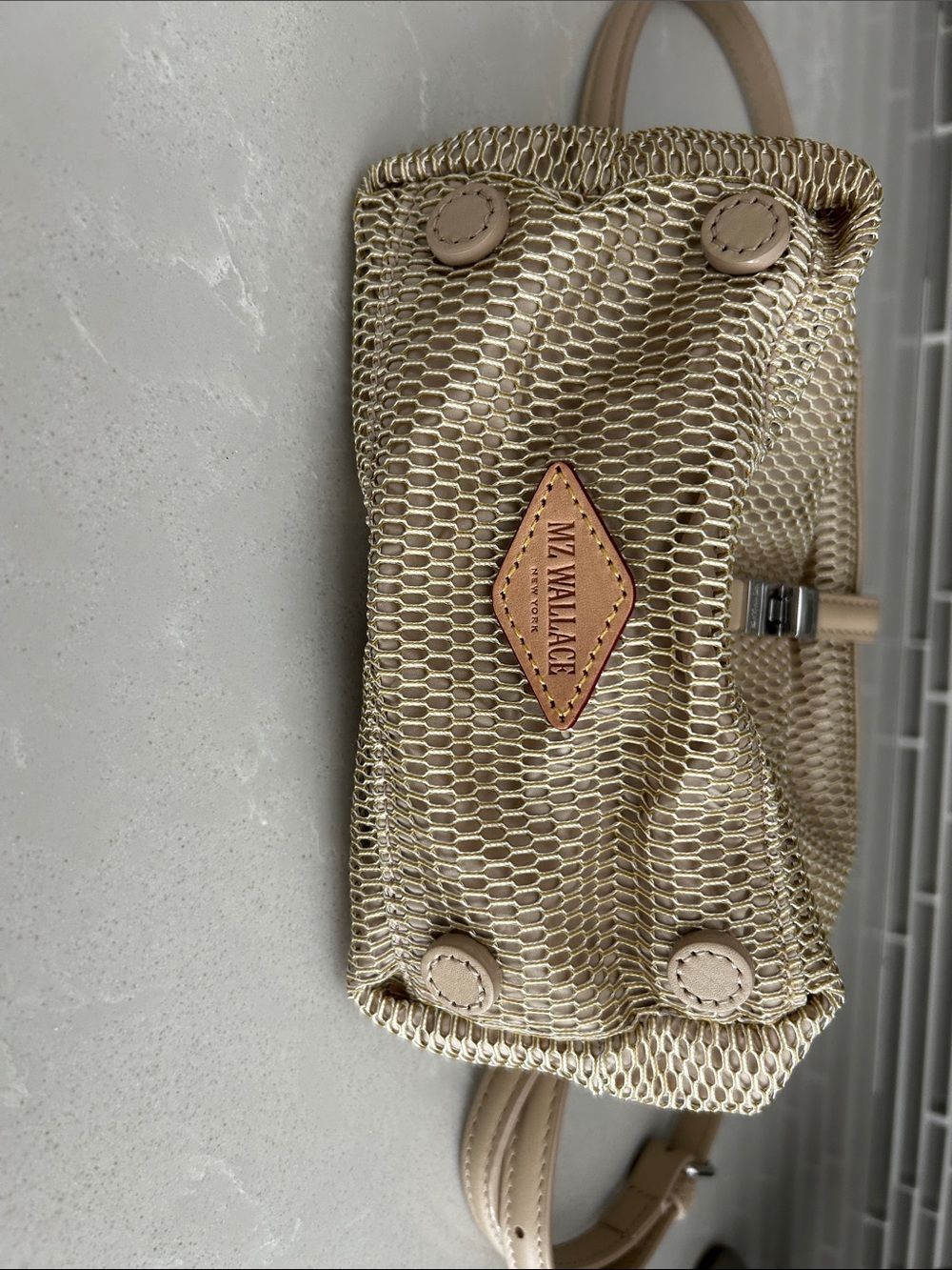 MZ Wallace Beige Woven Mini Top-Handle Bag - Picture 6 of 9